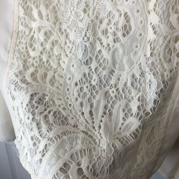 AGB sheer lace long sleeve high low blouse top, size medium - Picture 8 of 14